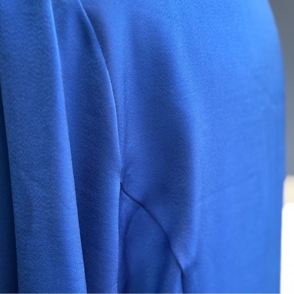 DKNY Blue Satin Button Down Hidden Button Long Sleeve Shirt - Office Siren - Picture 12 of 17